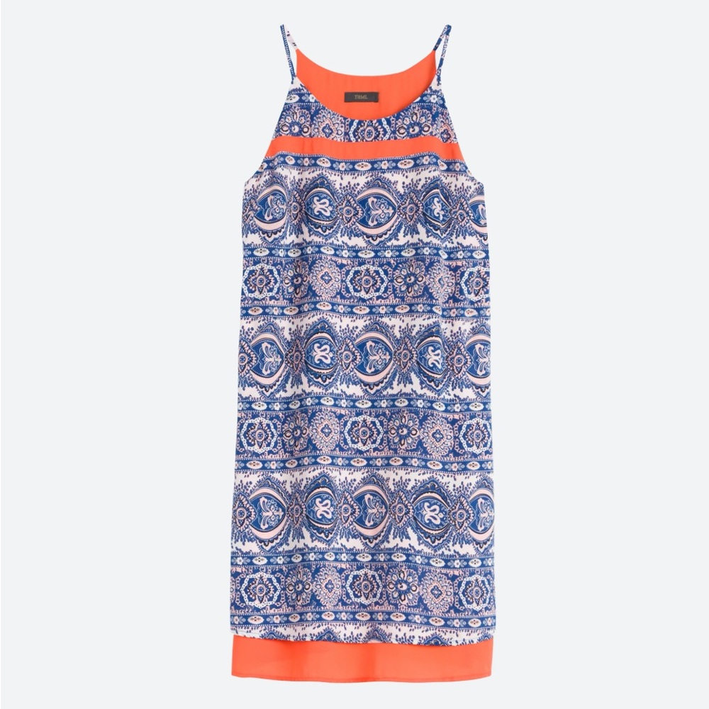 StitchFix THML blue floral and orange accent dress, S. - Picture 4 of 9